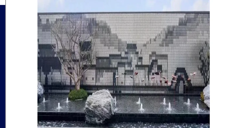 Dual wing kinetic facade with water feature