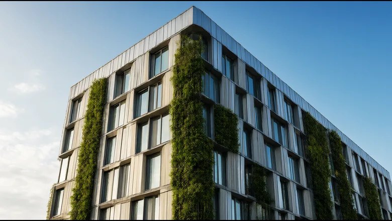 Aluminum cladding life-cycle carbon diagram: primary aluminium 11-17 t CO2e per tonne versus recycled 0.4-0.6, with 96% end-of-life recovery