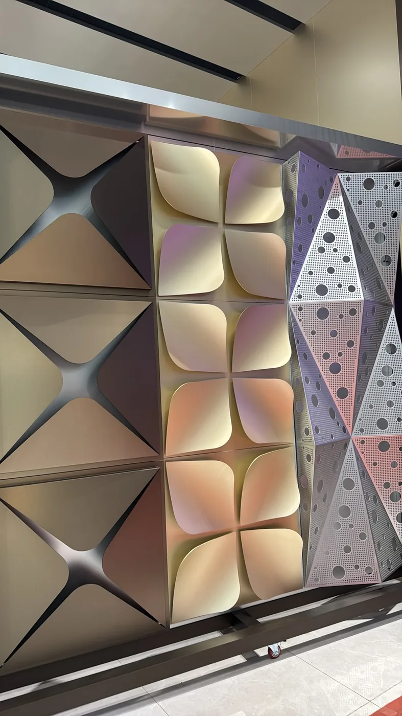 Silver perforated aluminum panel sample